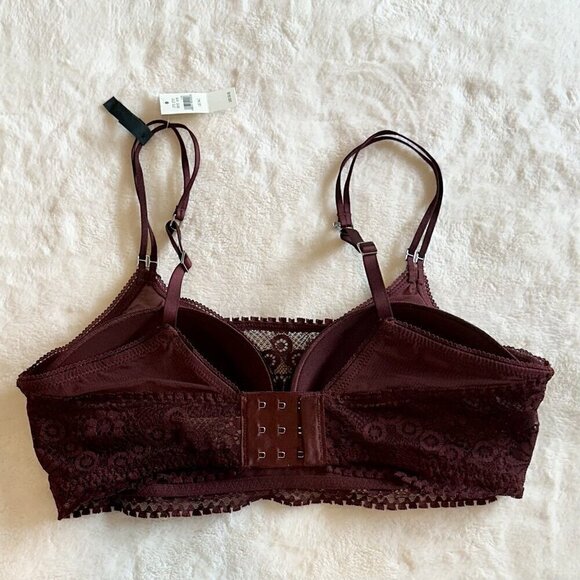 NWT Aerie Maroon Real Power Wireless Push Up Joy Convertible Lace Bra - 34C - Picture 5 of 8